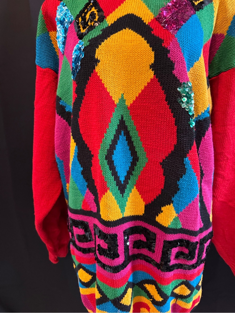 1992 Multicolor Geometric Sweater - Picture 3 of 8